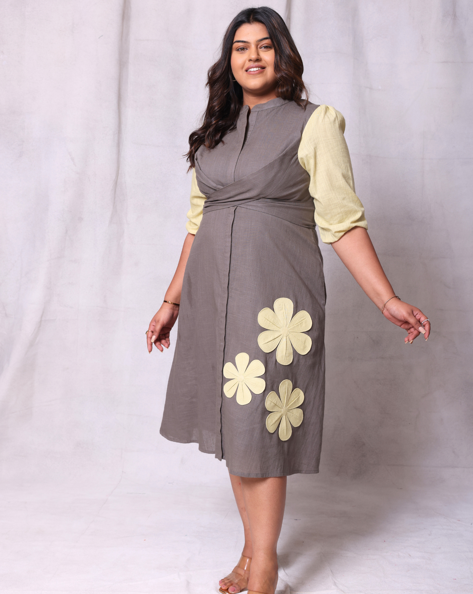 Gray Bloom Short Dress