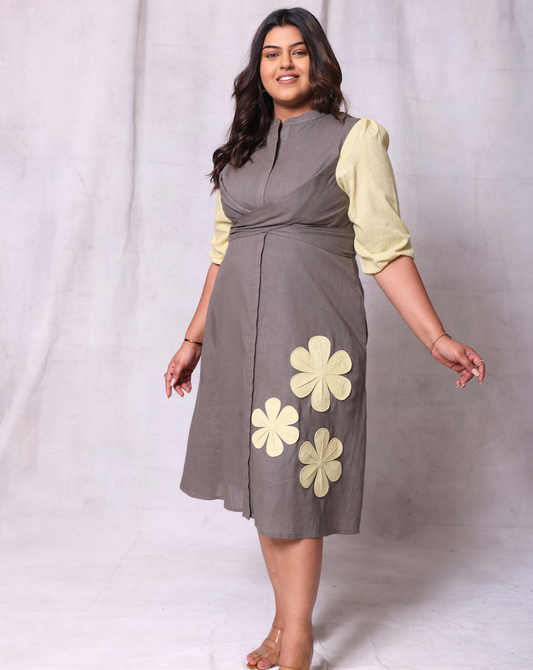Gray Bloom Short Dress