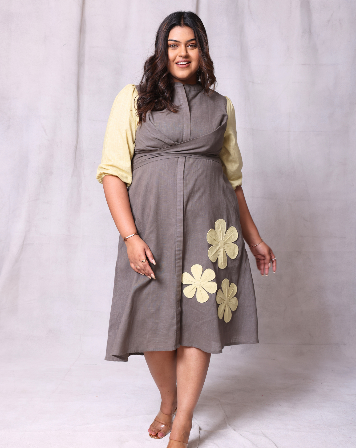 Gray Bloom Short Dress