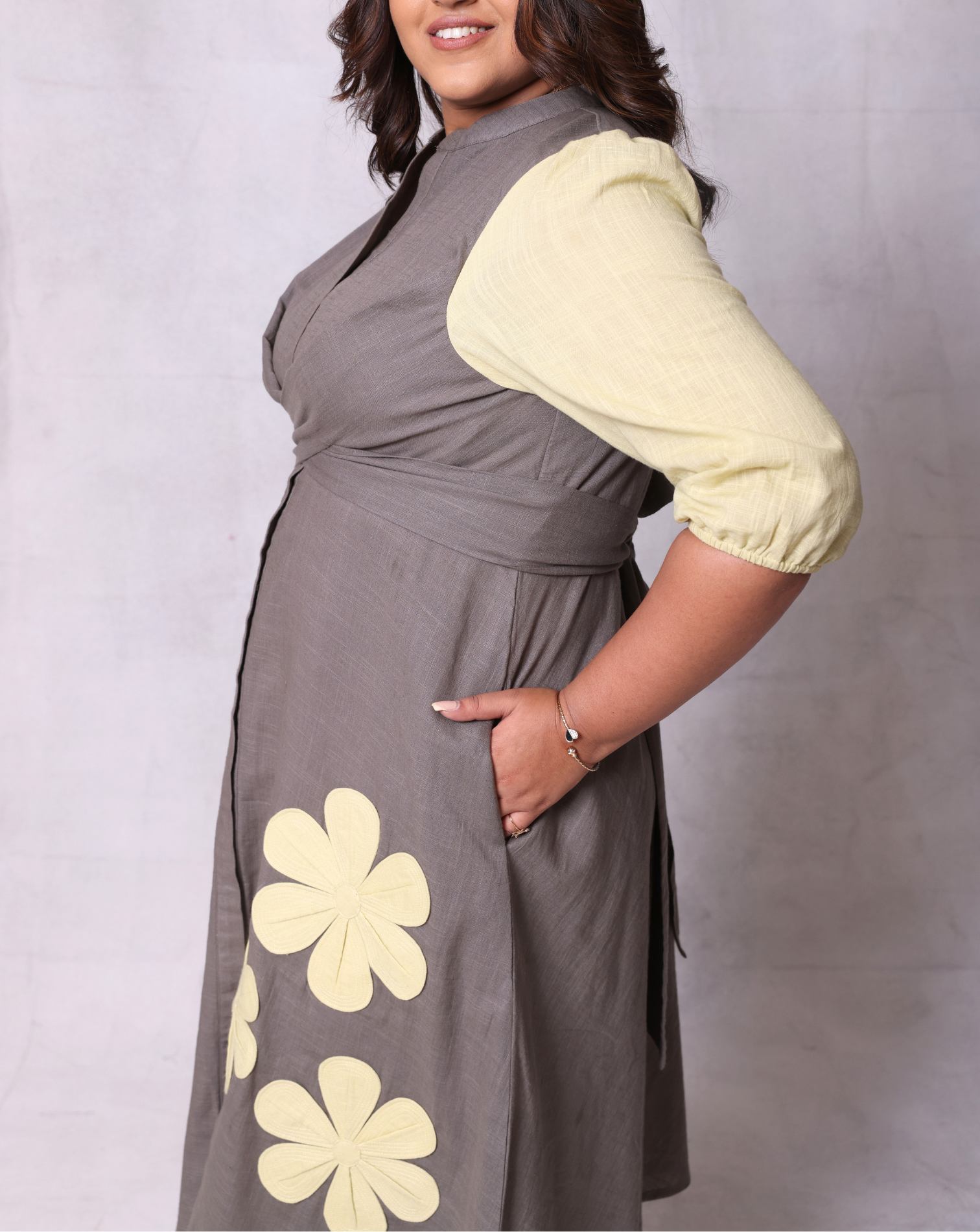 Gray Bloom Short Dress