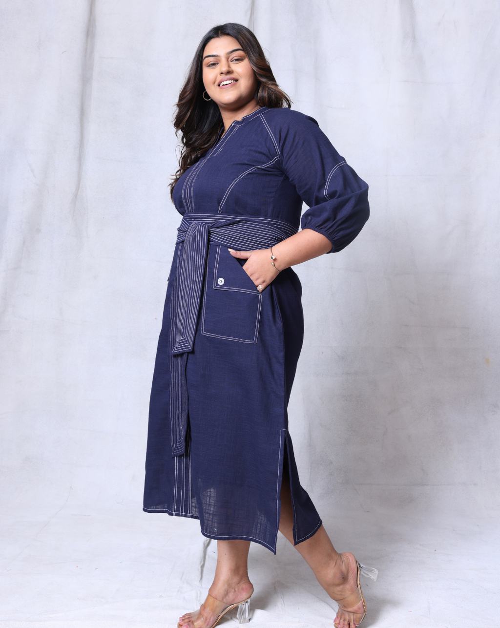 Not So Denim Dress-Navy