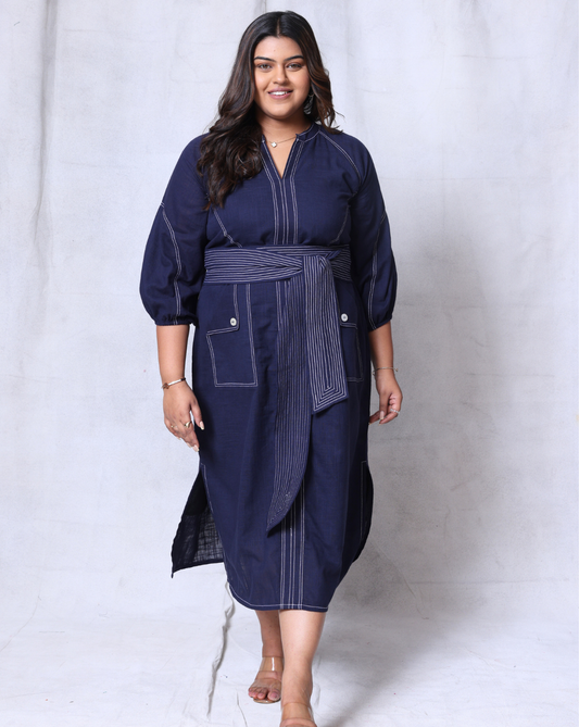 Not So Denim Dress-Navy