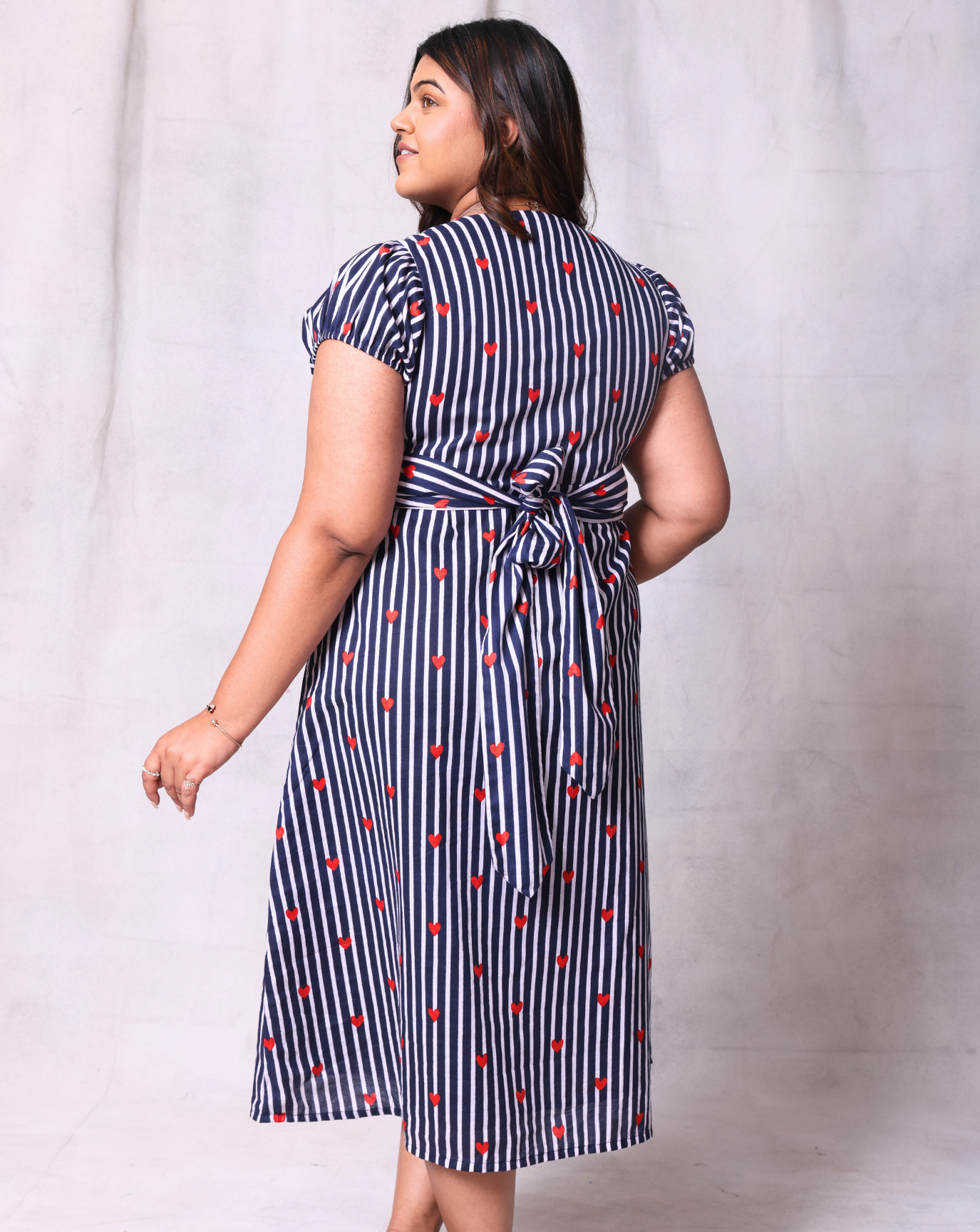 Lil Heart Long Dress-Navy