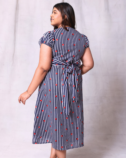 Lil Heart Long Dress-Navy