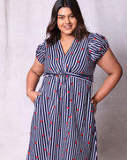Lil Heart Long Dress-Navy
