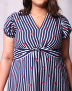 Lil Heart Long Dress-Navy