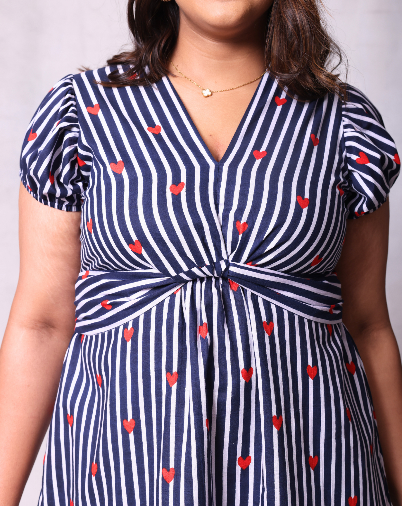 Lil Heart Long Dress-Navy