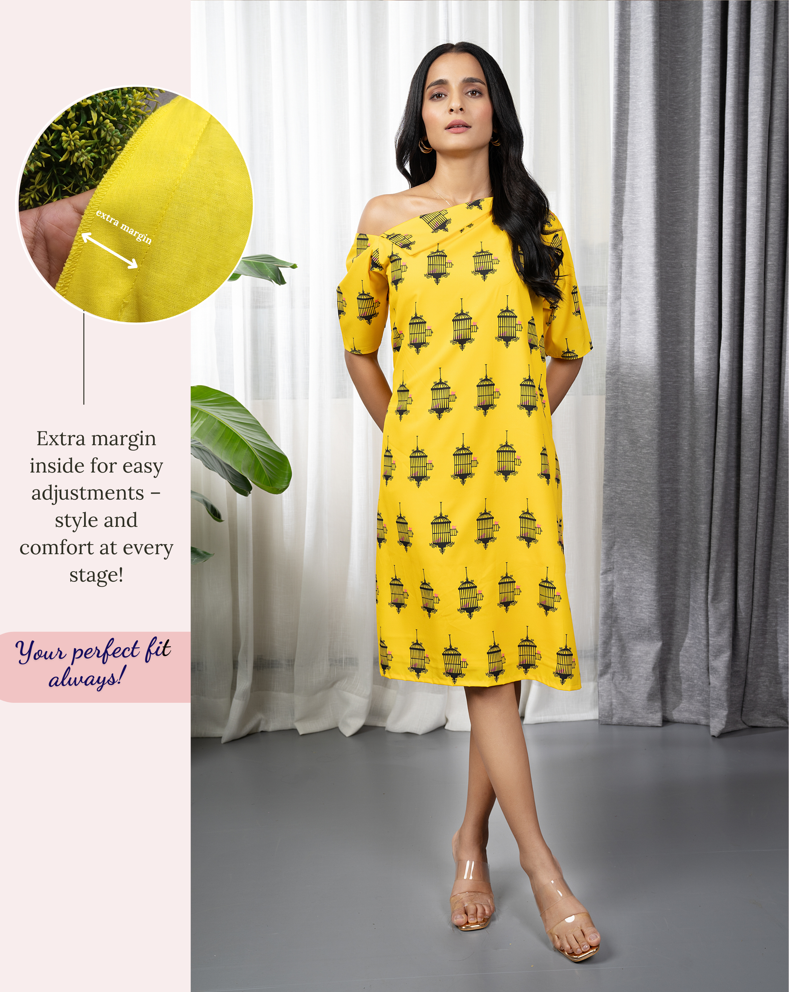 Yellow Pinjra Short Dress
