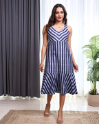 Navy Stripe Midi Dress