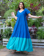 Ocean Blue Cotton Long Dress