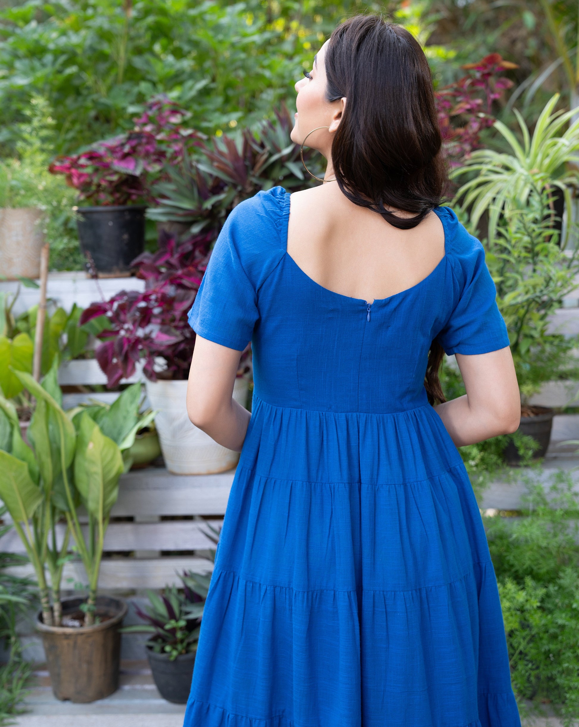 Ocean Blue Cotton Long Dress Label nayshas Ocean Blue Cotton Long Dress Label nayshas