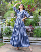 Navy Stripe Long Dress