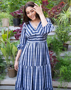 Navy Stripe Long Dress