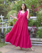 Pink Cotton Long Dress