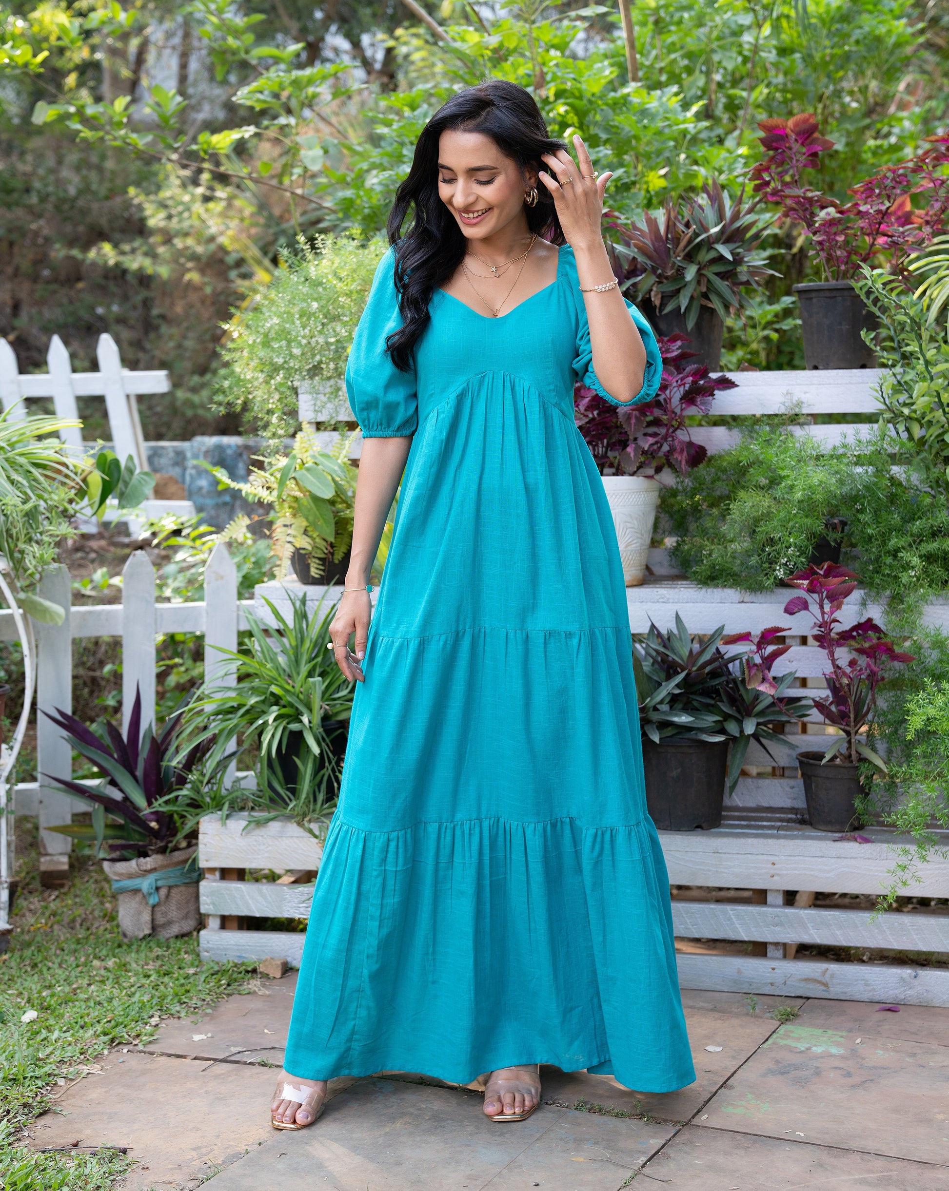 Teal Blue Long Dress Label nayshas Teal Blue Long Dress Label nayshas