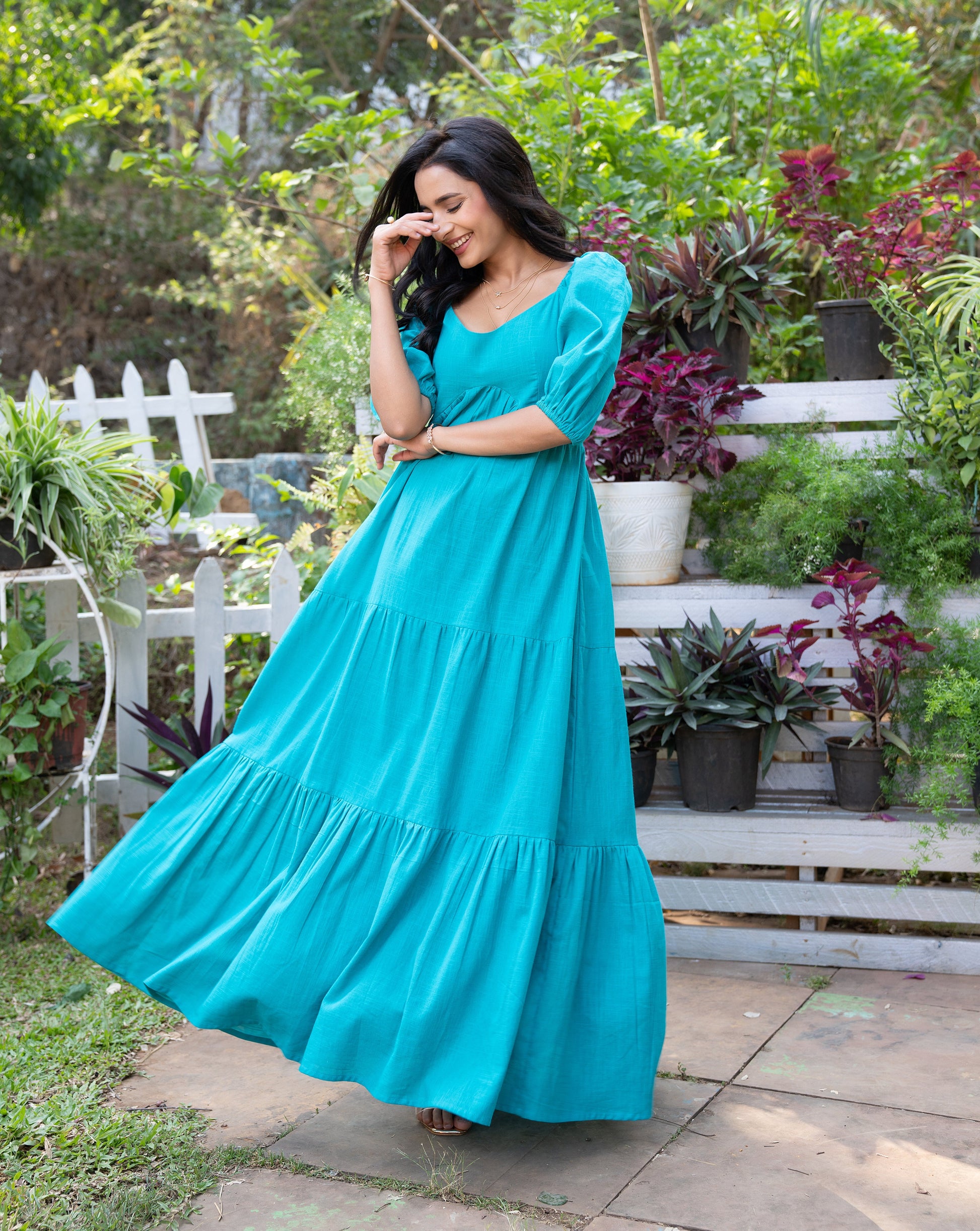 Teal Blue Long Dress Label nayshas Teal Blue Long Dress Label nayshas