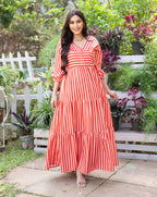 Orange Stripes Long Dress