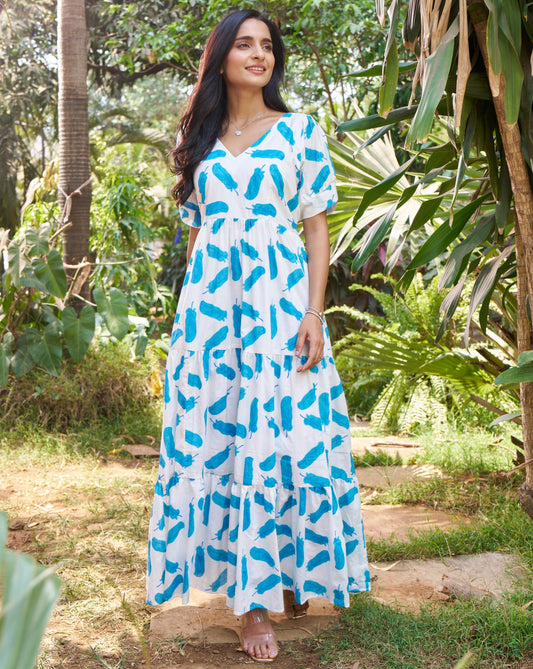 Feather Cotton Long Dress