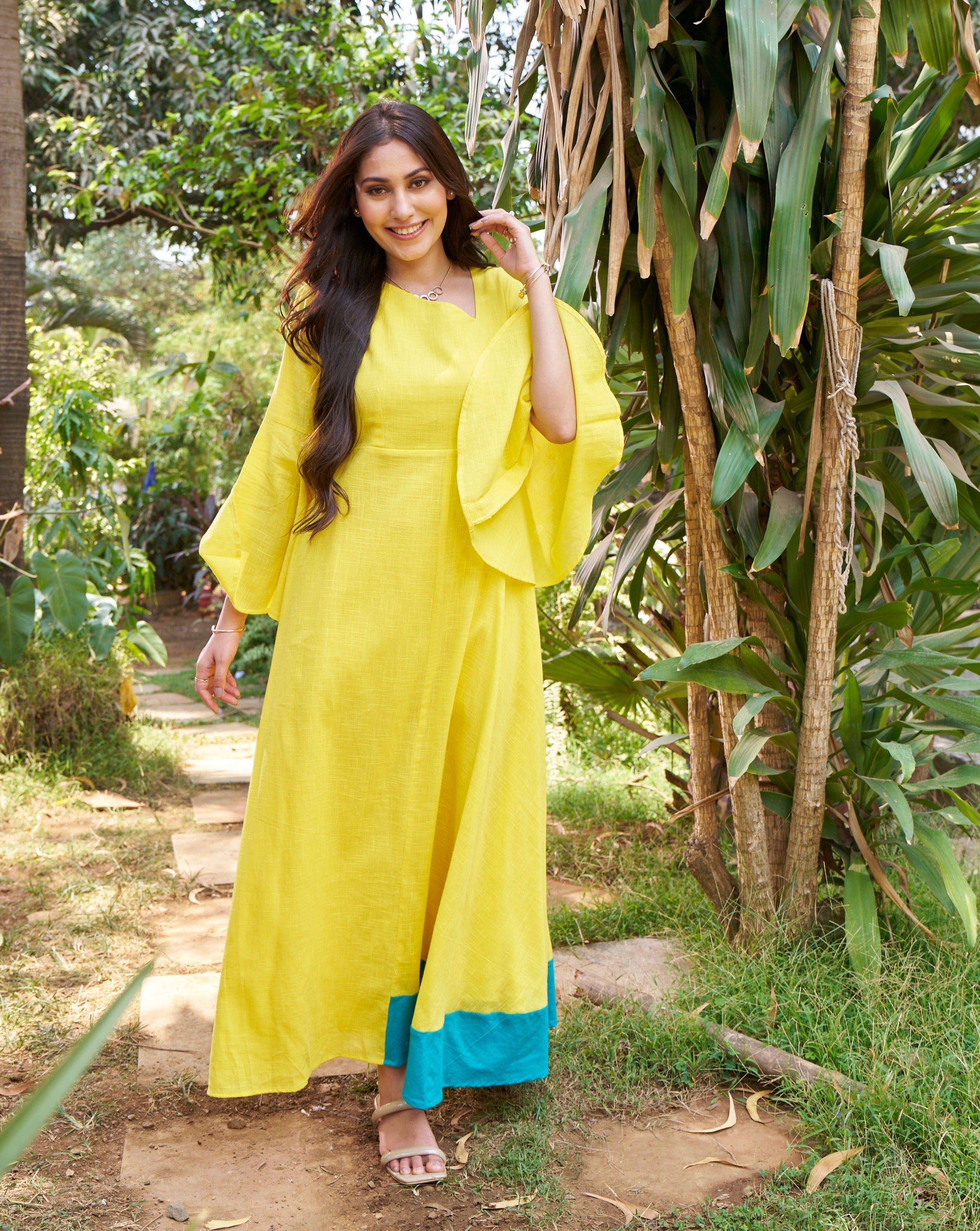 Blue Lemonade Cotton Long Dress