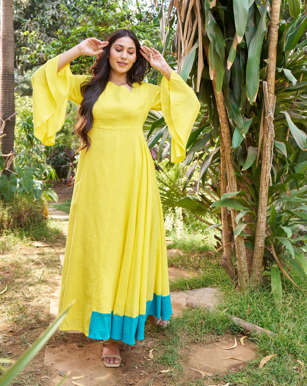 Blue Lemonade Cotton Long Dress