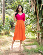 Pink Tango Cotton Midi Dress