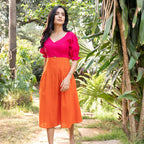 Pink Tango Cotton Midi Dress
