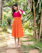 Pink Tango Cotton Midi Dress