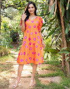 Orange Floral Candy Short Dress