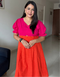 Pink Tango Cotton Midi Dress