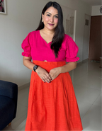 Pink Tango Cotton Midi Dress