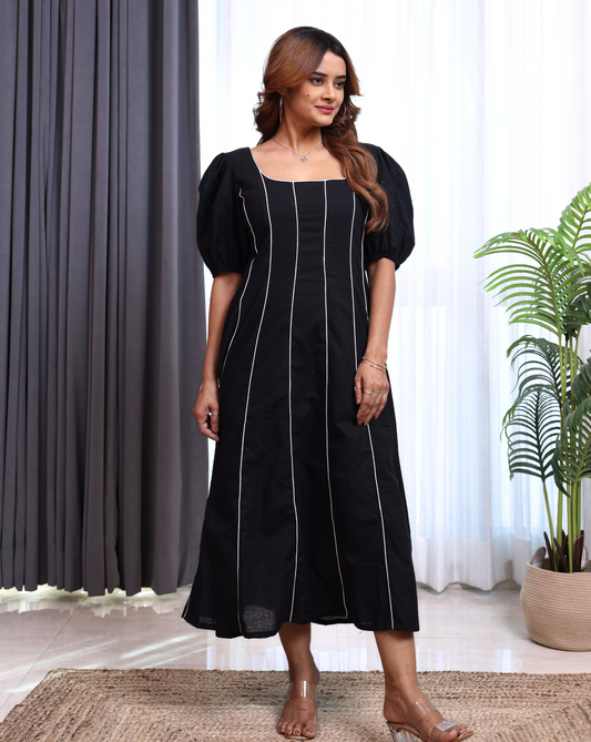 Slate Linen Long Dress