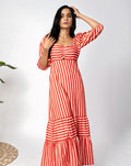Coral Streaks Long Dress