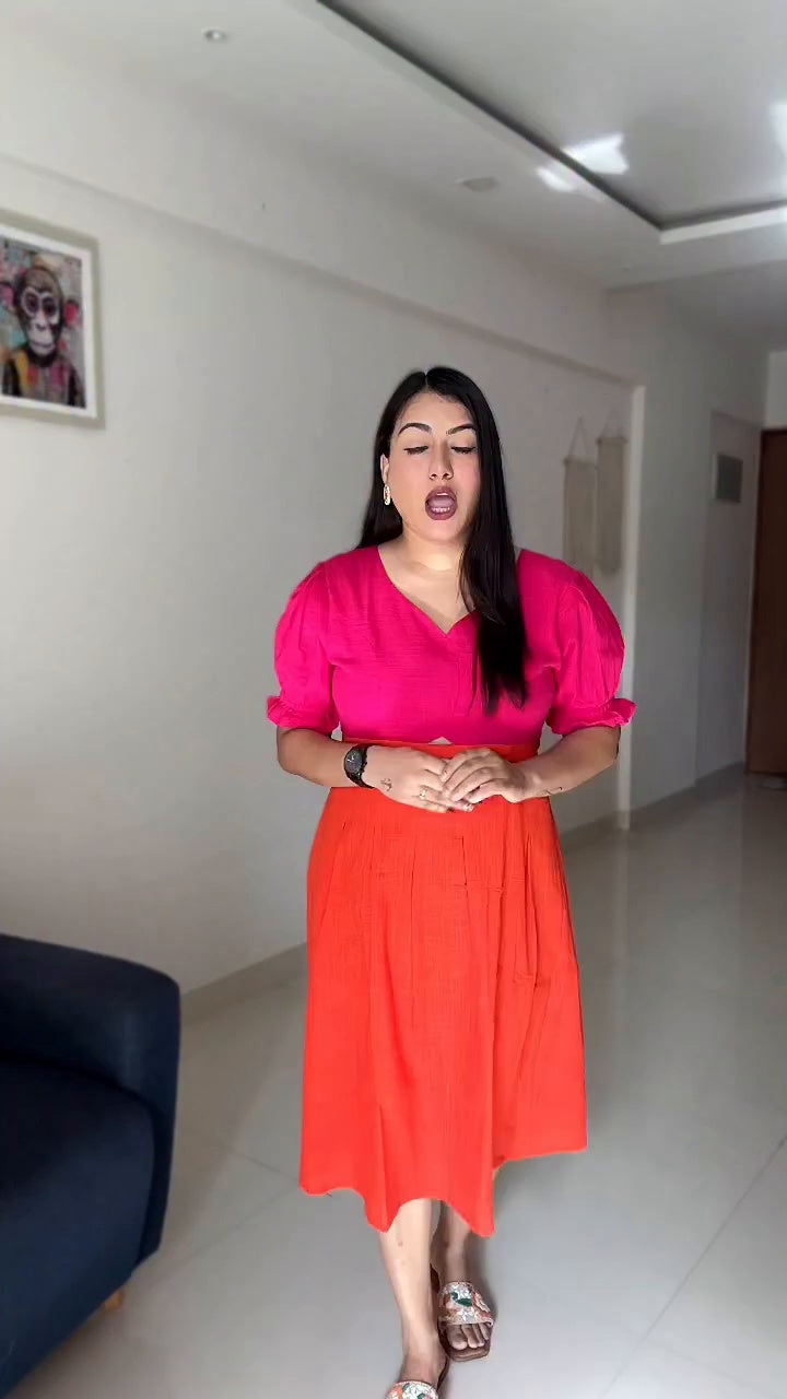 Pink Tango Cotton Midi Dress