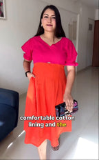 Pink Tango Cotton Midi Dress