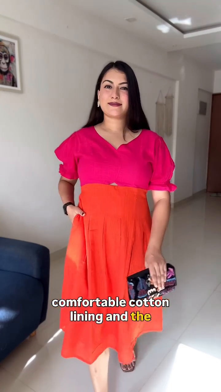 Pink Tango Cotton Midi Dress