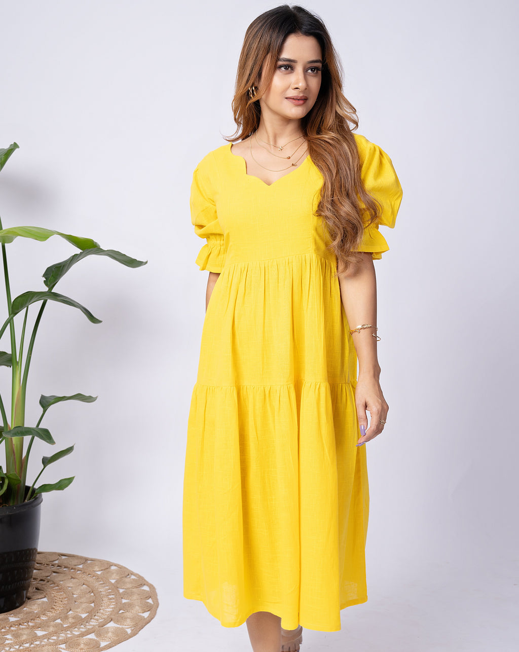 Marigold Cotton Midi Dress