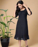 Charcoal Black Midi Dress