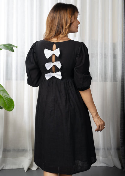 Salt & Pepper Cotton Bow Dress