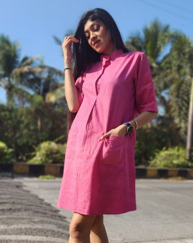 khaadi pink short dress