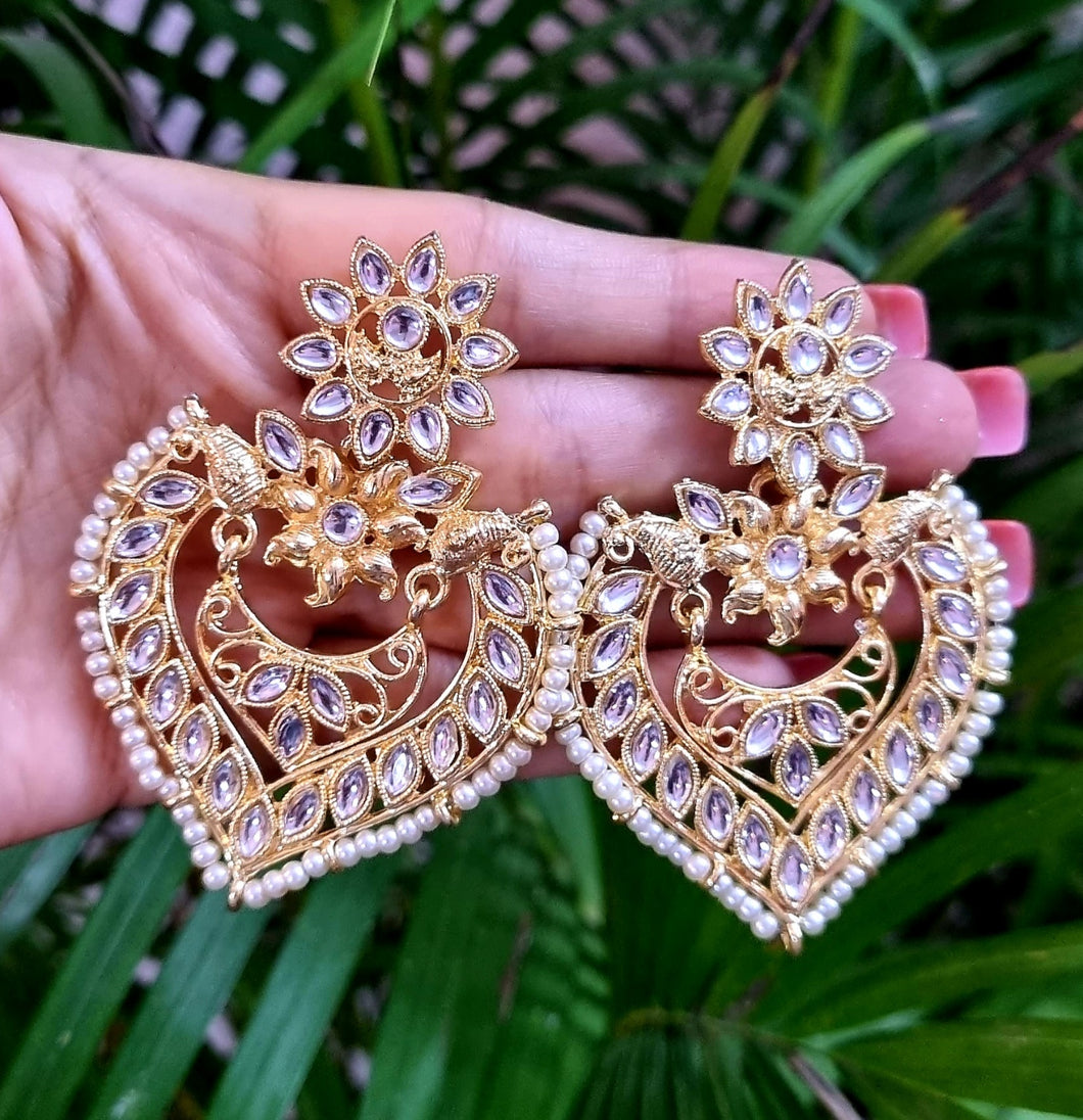 Pearl Kundan Gold Earrings